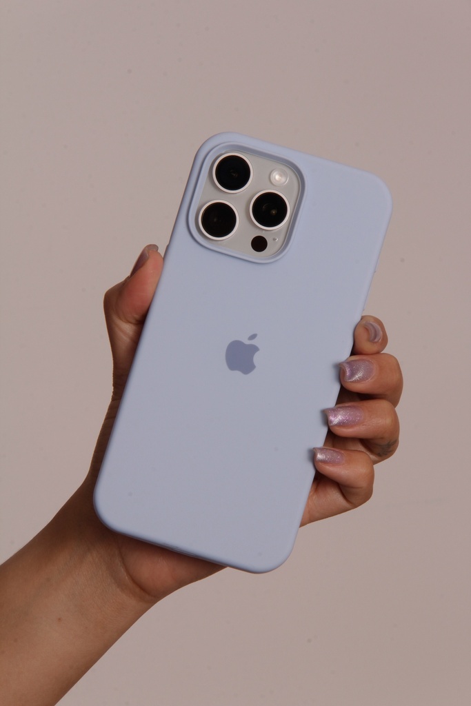 Estuche Silicón Iphone 15 Pro Max Azul Cielo